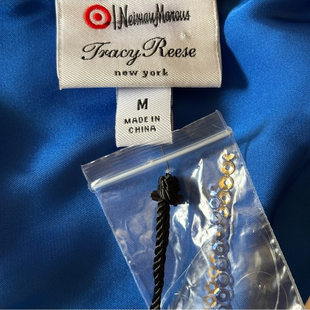 Neiman Marcus Tracy Reese NWT Women’s Beige & Blue Sequin Blouse Medium - Picture 8 of 8